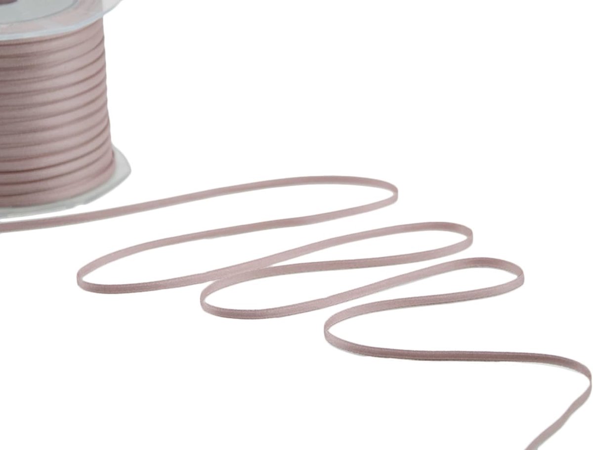 - Dubbel satijnen lint, Italiaanse stof - antiek roze, 3 mm x 50 m