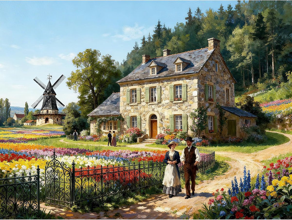 1000 Stukjes Legpuzzle voor Volwassenen - Uitdagende Grote Puzzel - Cadeau voor Puzzelliefhebbers, Retro landgoed (70 x 50 cm)