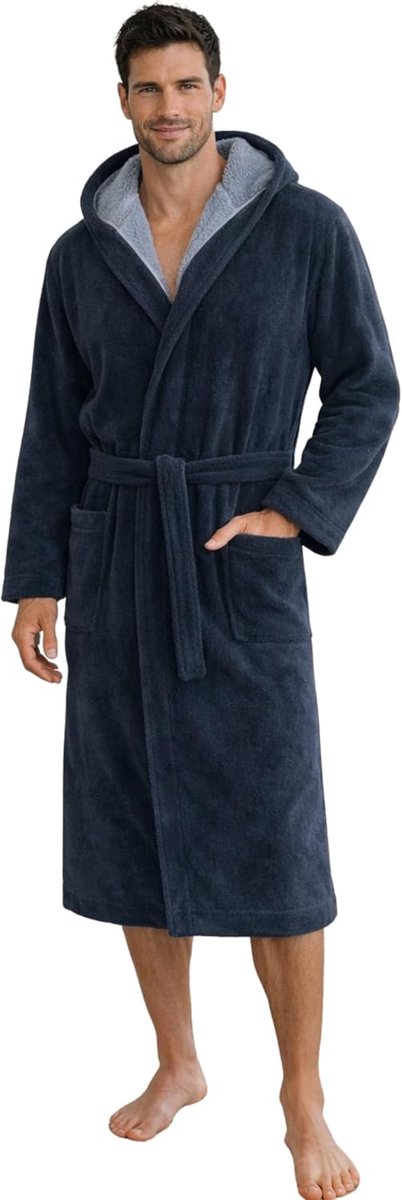 Marc Badjas voor heren, met capuchon, luxe badstof, velours, lang, Oeko-Tex