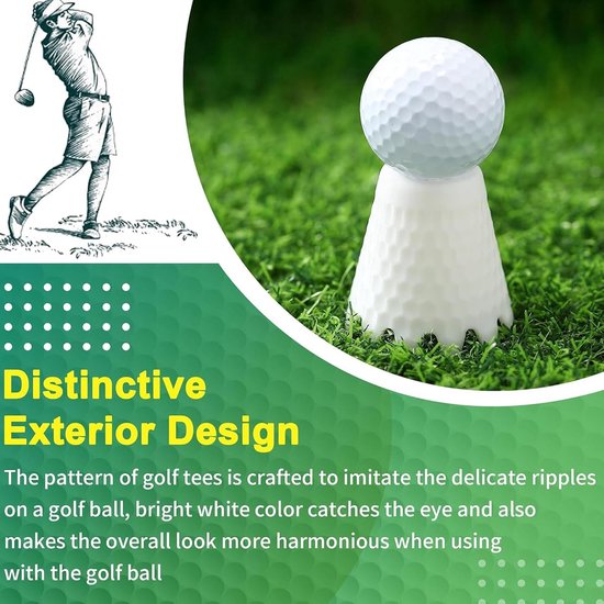 Golf Tee Houder - Bal T-shirts - Golf Training - Onbreekbaar TPU Materiaal - 5 cm Hoogte - Wit van GOLF — afbeelding 2