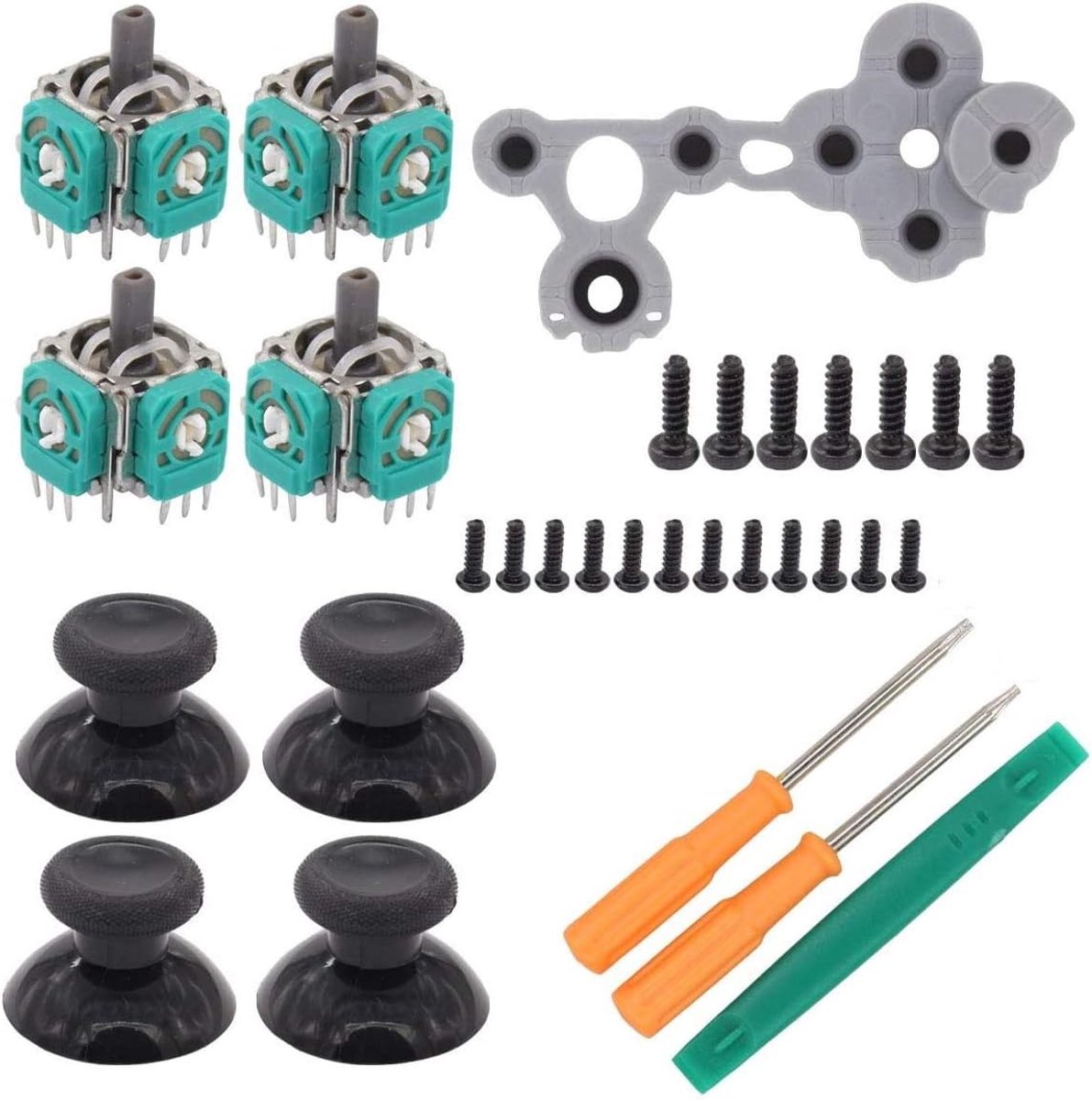 3D Analoge Joystick Thumbstick Sensor Gamepad Thumbstick Vervangend Onderdeel voor Xbox One Controller met Gereedschap (4 Packs)