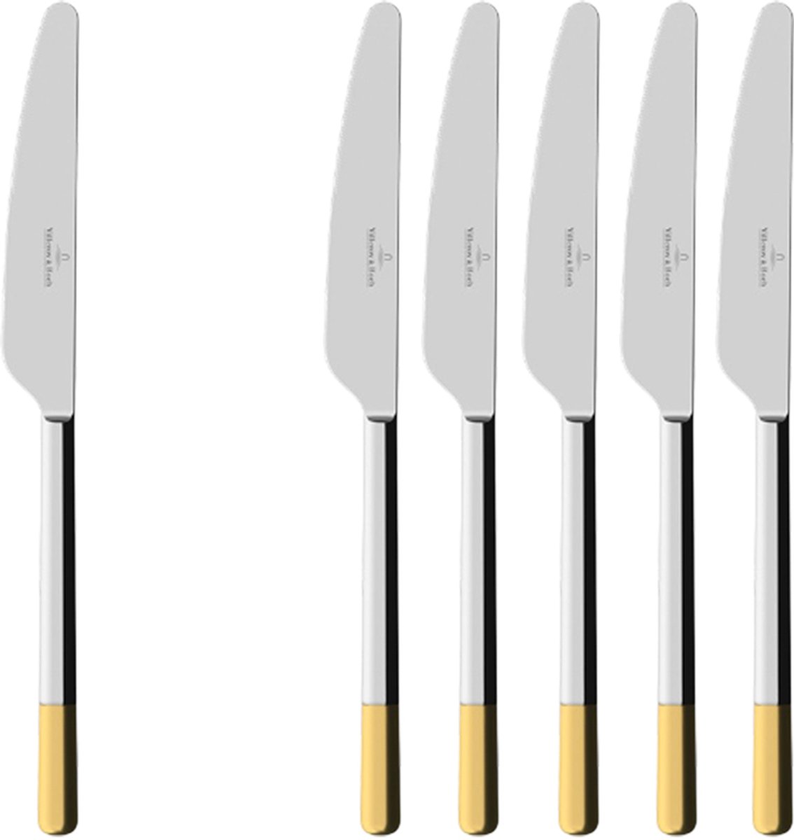 Tafelmesser Ella teilvergoldet 238 mm Set van 6