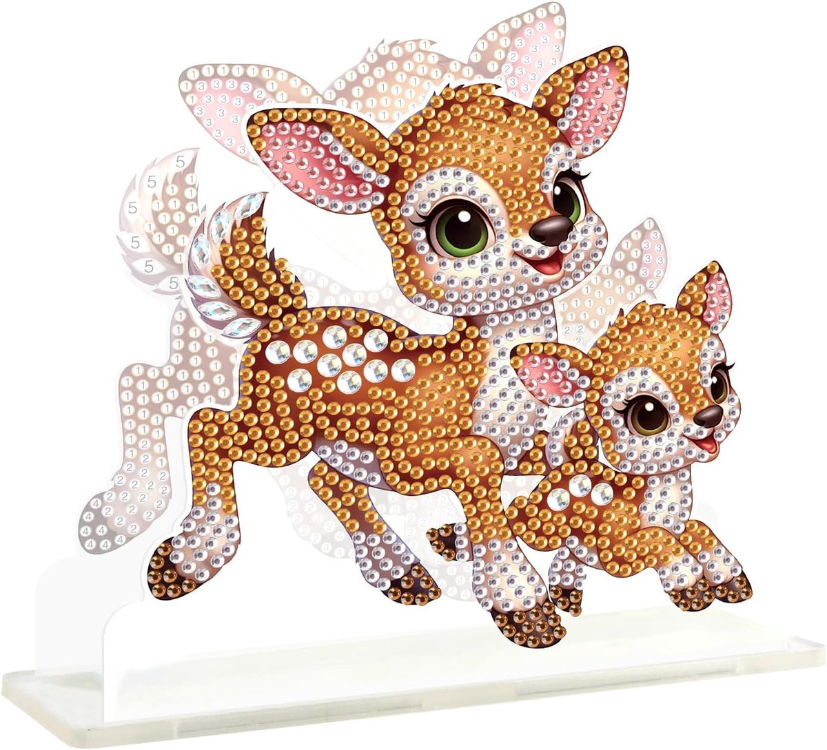 Paint by Numbers kit voor Volwassenen Servethouder Herten Fawn 15x15cm Acryl Servethouder voor Tafel Tissue Papier Cocktail Diamond Art Kits voor Volwassenen Servethouder voor Keuken Diner