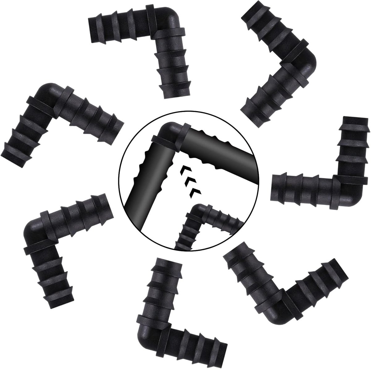 8 stuks 1/2 Inch Plastic Elleboog Connector, 13mm ID, 16mm OD voor Tuin Irrigatie, Druppelirrigatie Fittings Kit, Waterpijpverbindingen, Waterleiding Systeem