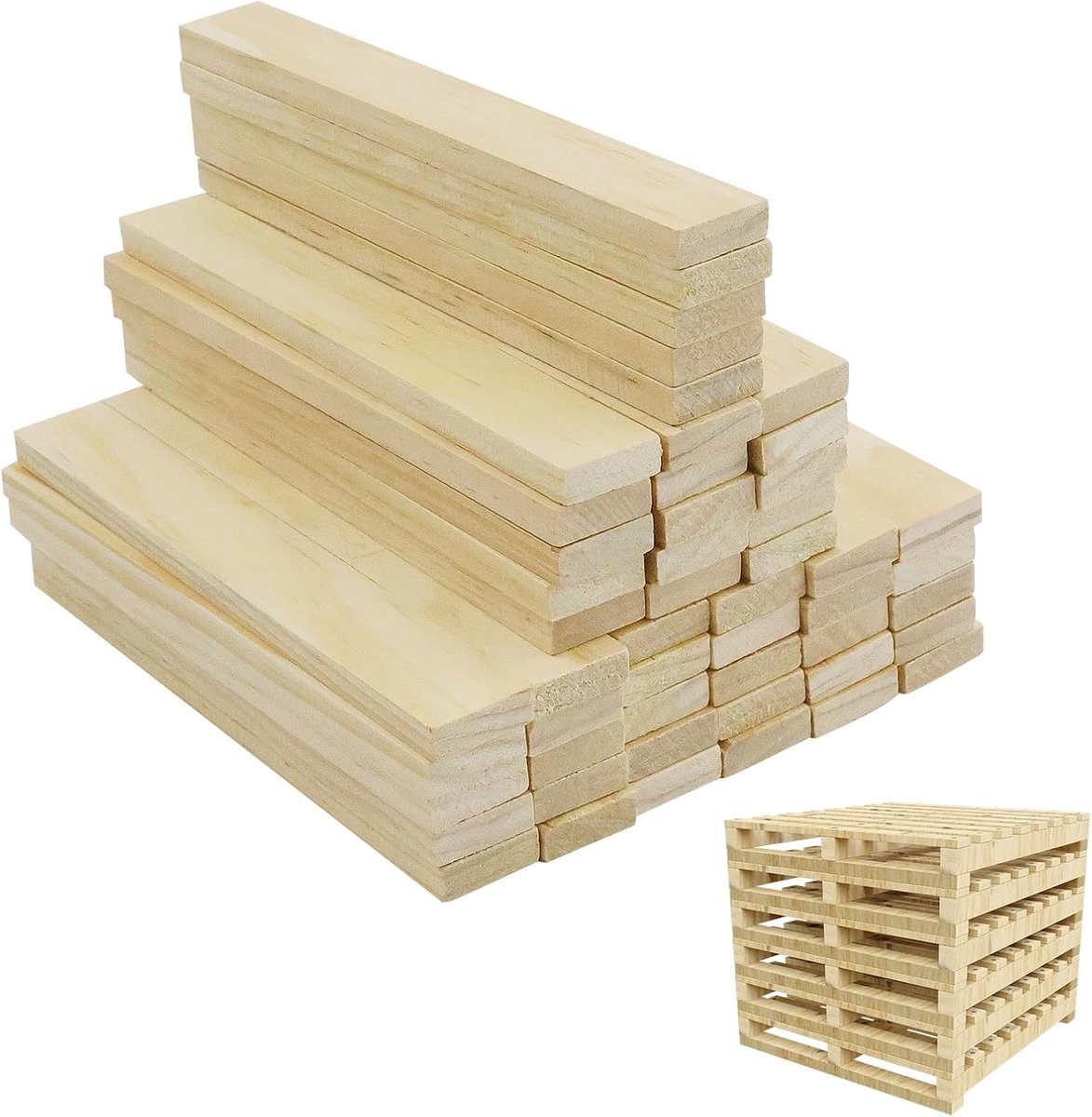55 stuks houten blokken om te knutselen, 160 x 22 x 8 mm, knutselhouten blokken, houten bouwstenen, knutselblokken, houten stokjes, knutselen, hout voor doe-het-zelfprojecten en doe-het-zelf decoratie