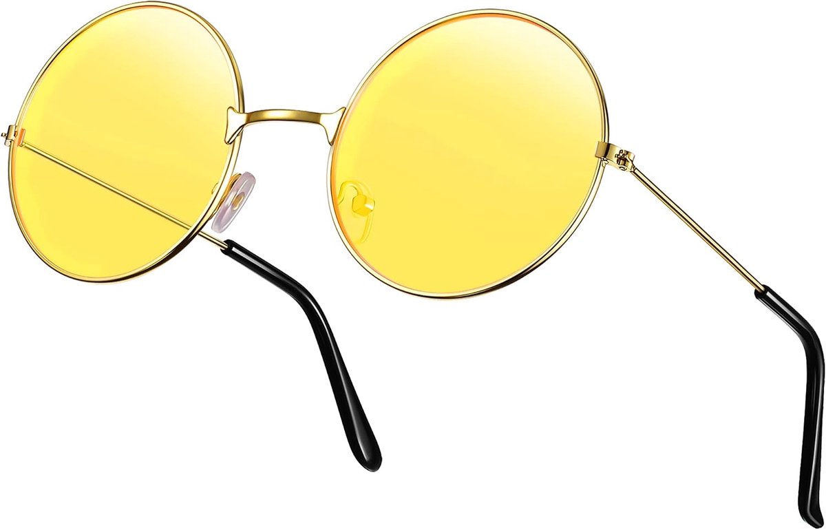 Hippy Specs Zonnebril Retro Ronde Hippy Stijl Zonnebril 70s Disco Festival Party Brillen voor Mannen en Vrouwen Glasse