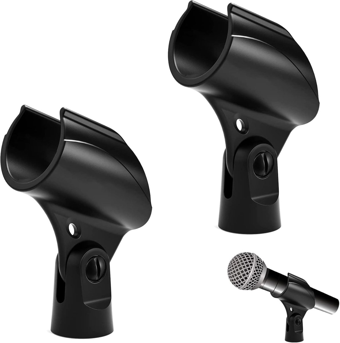 houder voor microfoonclip, zwarte microfoonclip, universele microfoonhouder, microfoonclip, voor podiumbijeenkomsten, live spraak, podcasts bij conferenties, 2 stuks, Butyeak