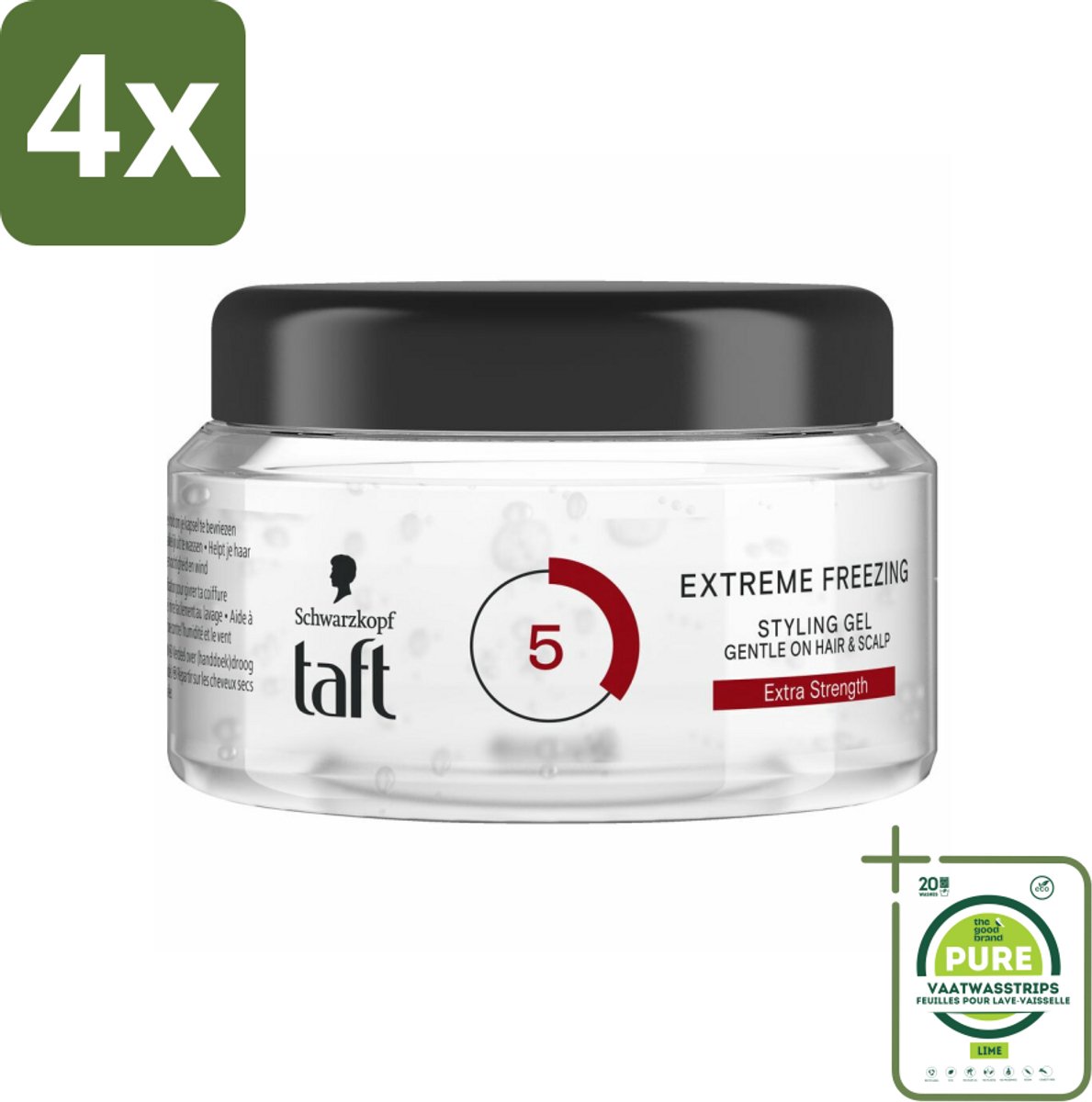 Taft - Extreme Freezing 5 - Styling Gel - IJzige controle - 200 ml - Voordeelverpakking - 4 stuks - Haar gel - Styling gel