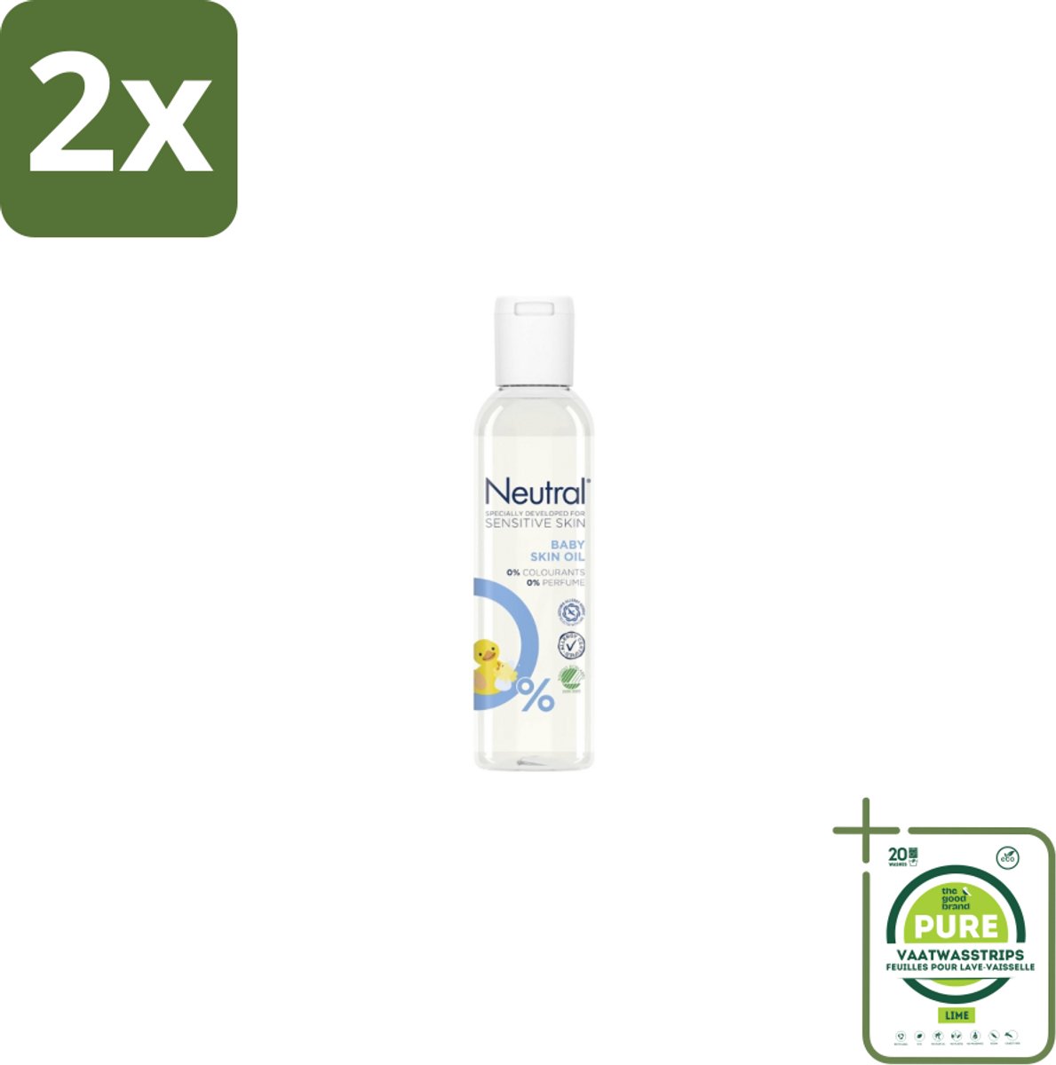 Neutral - Baby Huidolie - Gevoelige huid - Parfumvrij - 150 ml - Voordeelverpakking - 2 stuks - Babyhuid - Babyolie