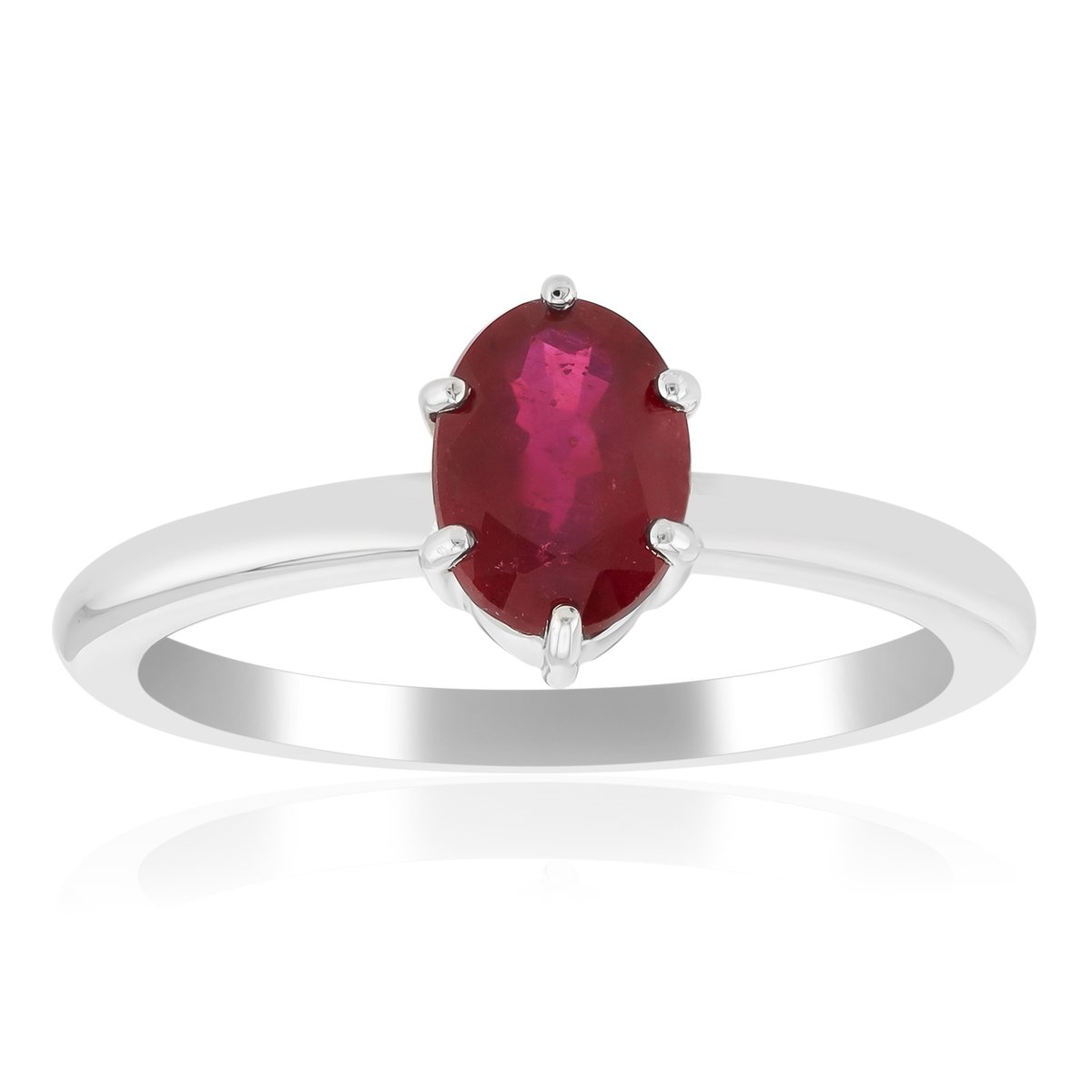 Cavill - Ovale Robijn Ring 1,05 ct - 925 Zilver met Platina Coating - Elegante Krabbenzetting - Sieraden voor Vrouwen