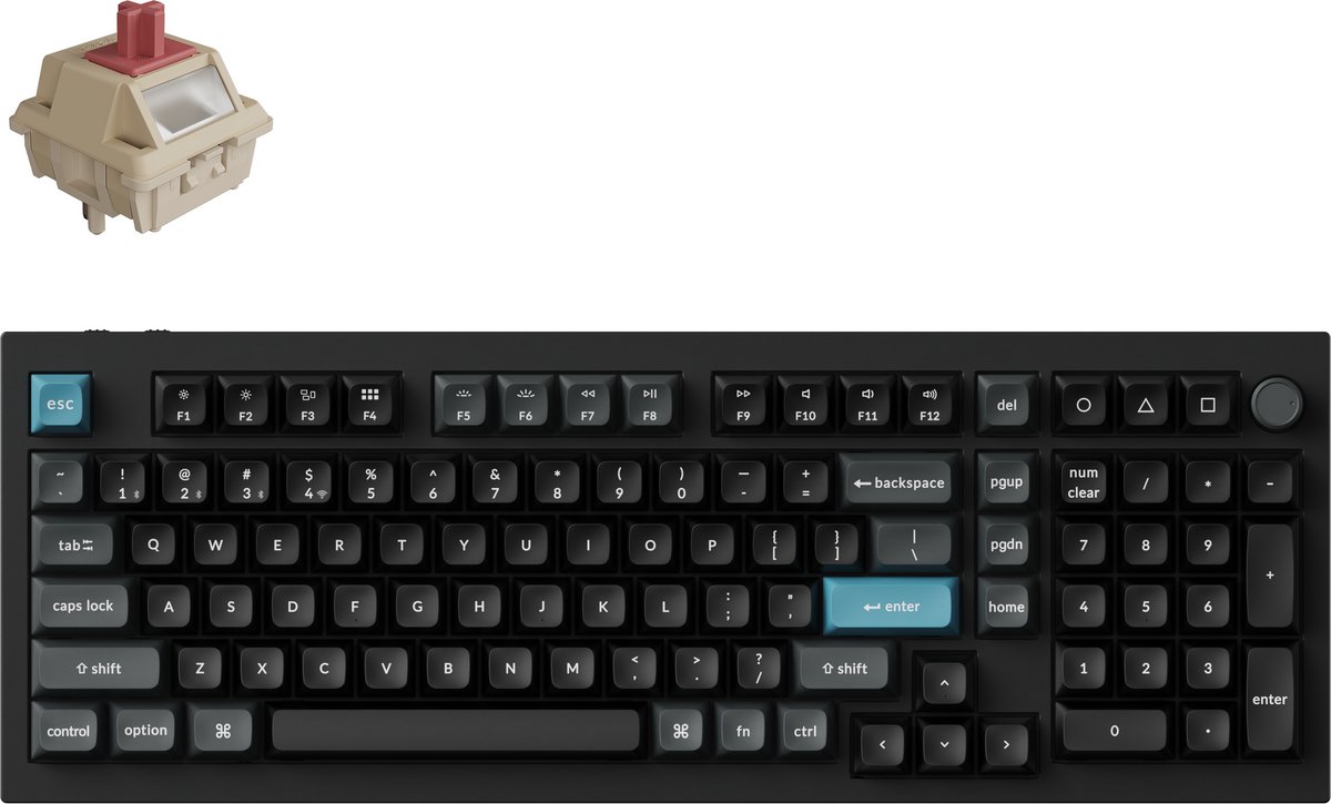 Keychron Q5 Ultra - Mechanisch Toetsenbord - Draadloos - US Qwerty - 96% - Rode Switch - Zwart