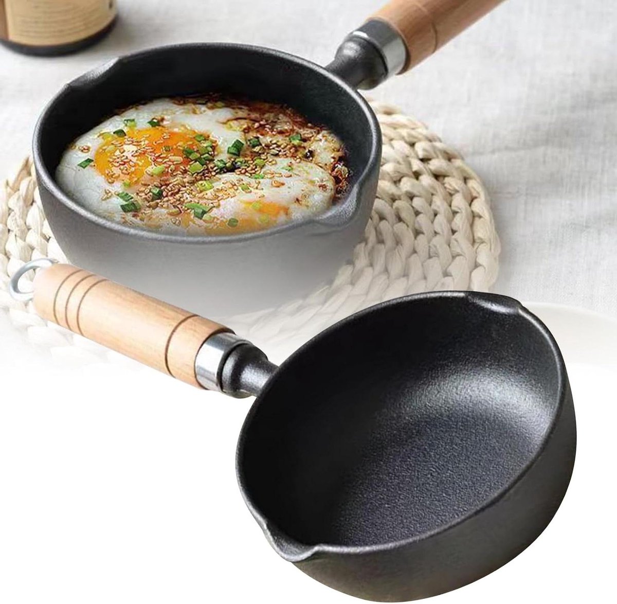 Gietijzeren Smeltpan - Olieverwarmer Kookpot - Veelzijdig Koken - Gelijkmatige Warmteverdeling - 600 g - Zwart