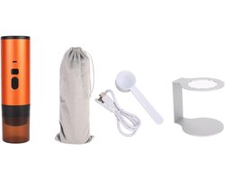 Draagbaar Koffiezetapparaat - Reis Koffiezetter - Koffie Zetten Buiten - Ingebouwde Batterij - 23 x 6 cm - Oranje