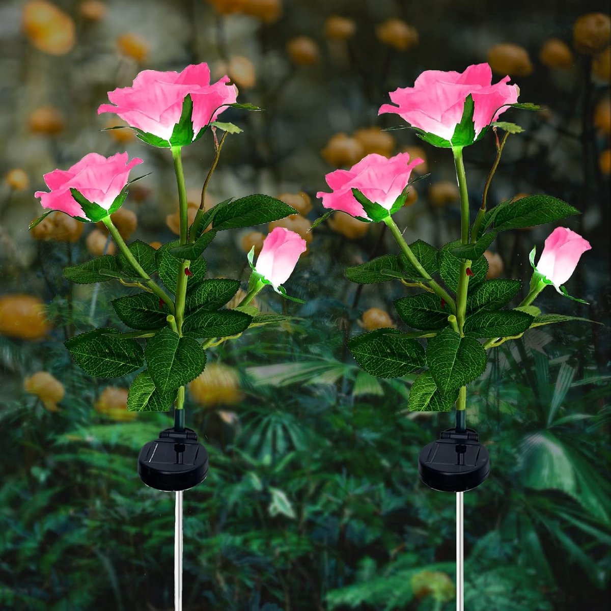 SnelShoppen - Solar Tuinverlichting, LED Zonnebloemen Lantaarn met 6 Rozenlampen, Solar Aangedreven Waterdichte Tuin Ornamenten voor Tuin, Patio, Pad