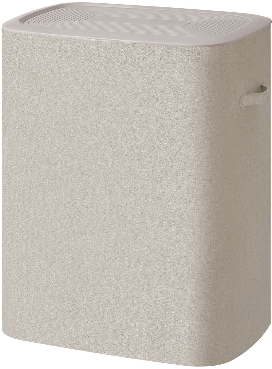 Wasmand met deksel - 2 compartimenten - Wassorteerder 160 L - 56 x 40,5 x 70 cm - Beige