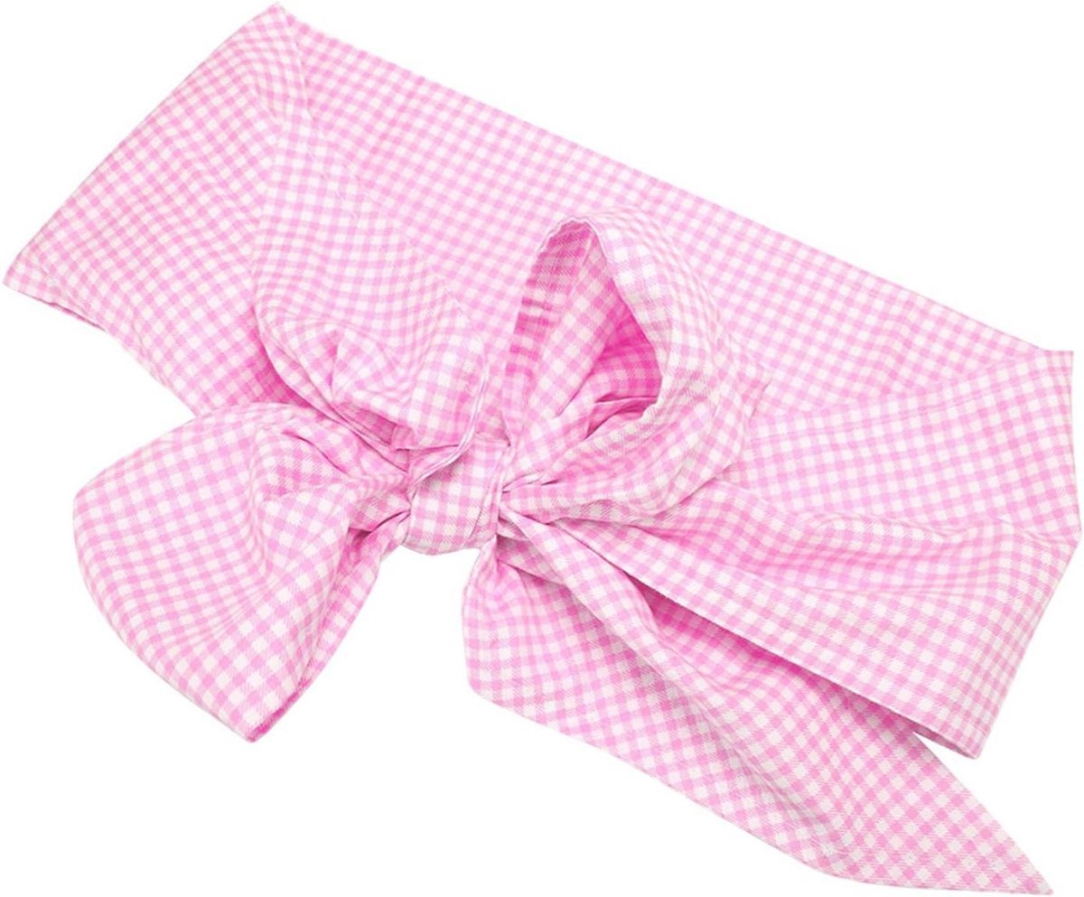 Inbakerdoek Baby - Wikkeldoek Pasgeborenen - Babyfotoshoot - Grote Strik - 184 x 14 cm - Lichtroze Plaid