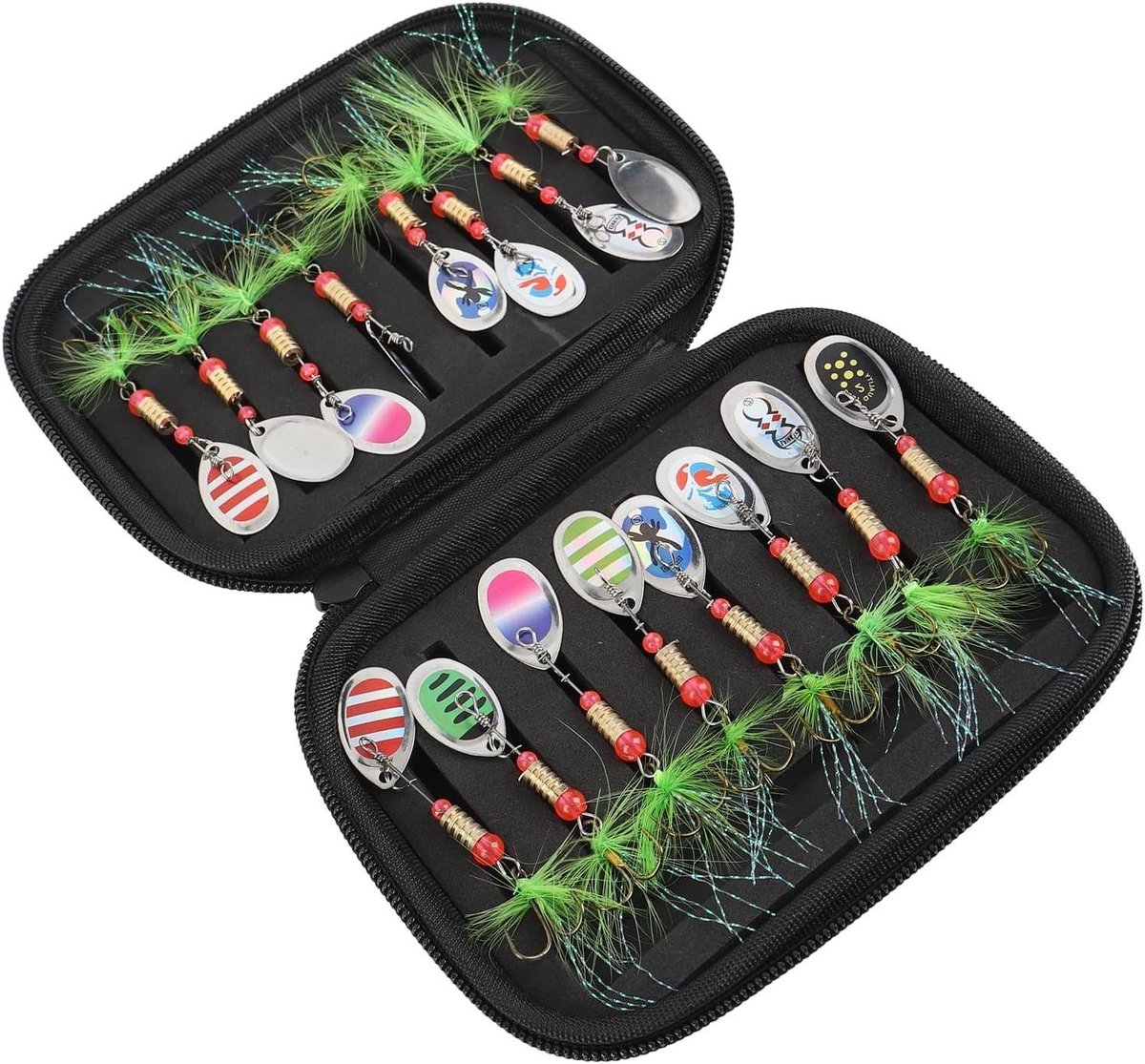 Metalen Kunstaas Spinnerbait - Forelbaars Lure - Vissen Vangen - Sterk Reflecterende Bladen - 16 x 14 x 5 cm