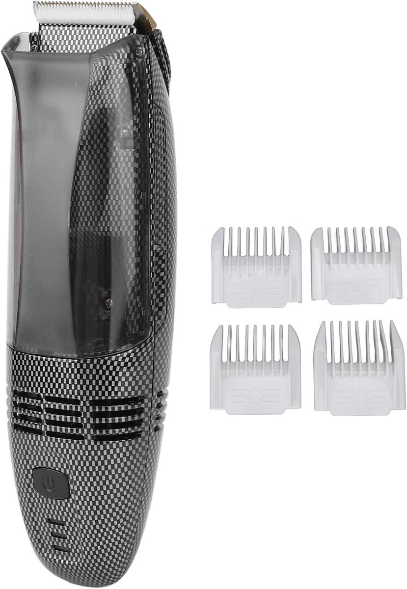 Tondeuse, draadloze vacuüm tondeuse met krachtige automatische haarzuiging, oplaadbare baardtrimmer elektrisch scheerapparaat met 4 geleidekammen voor heren