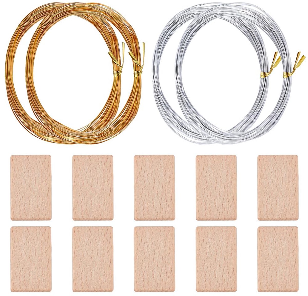 40 m lange 0,3 mm brede platte aluminiumdraad met 10 draadplanken voor DIY Cloisonné emaille 4 rollen buigzaam goud en zilverdraad voor het maken van sieraden (10 m/rol)