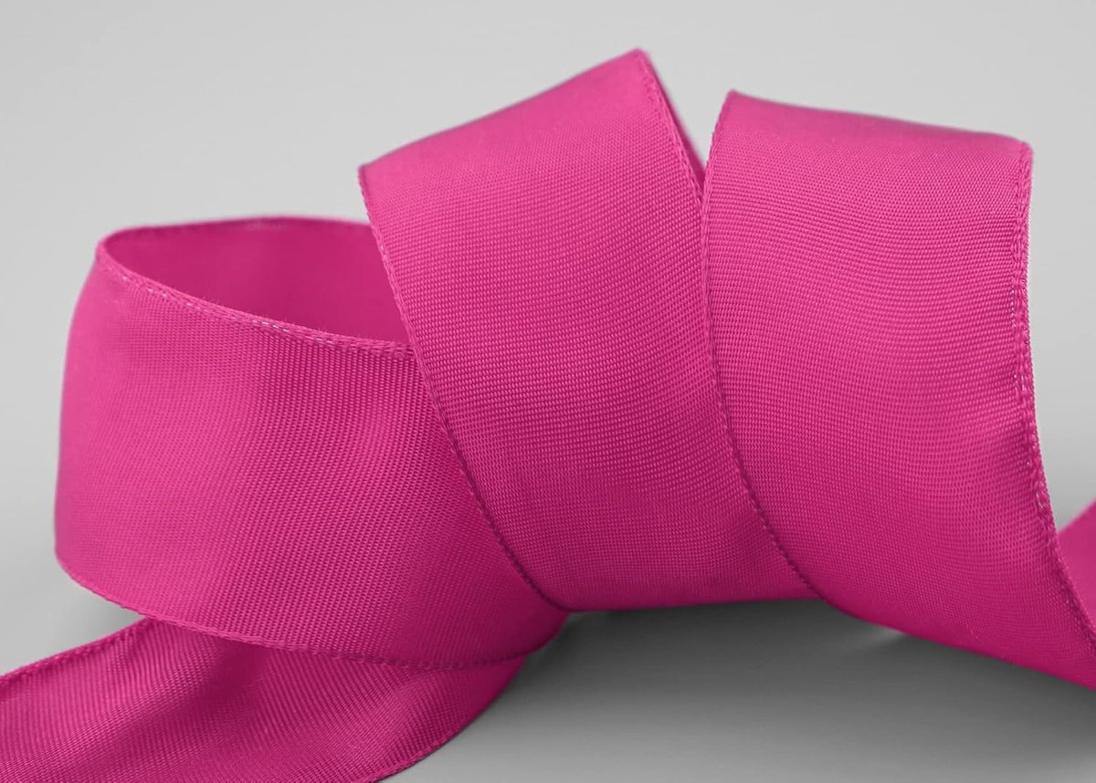 25 m x 40 mm draadrandband Leo framboos (169) roze bessen