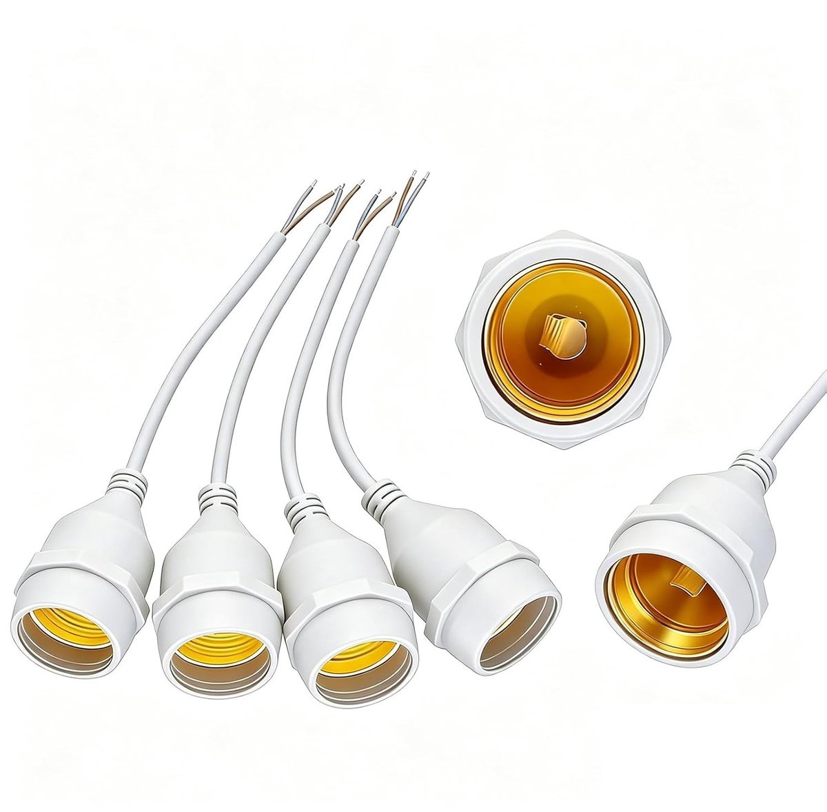 Bouwfitting E27 met kabel, set van 6 stuks, geschikt voor verlichting, wit en duurzaam