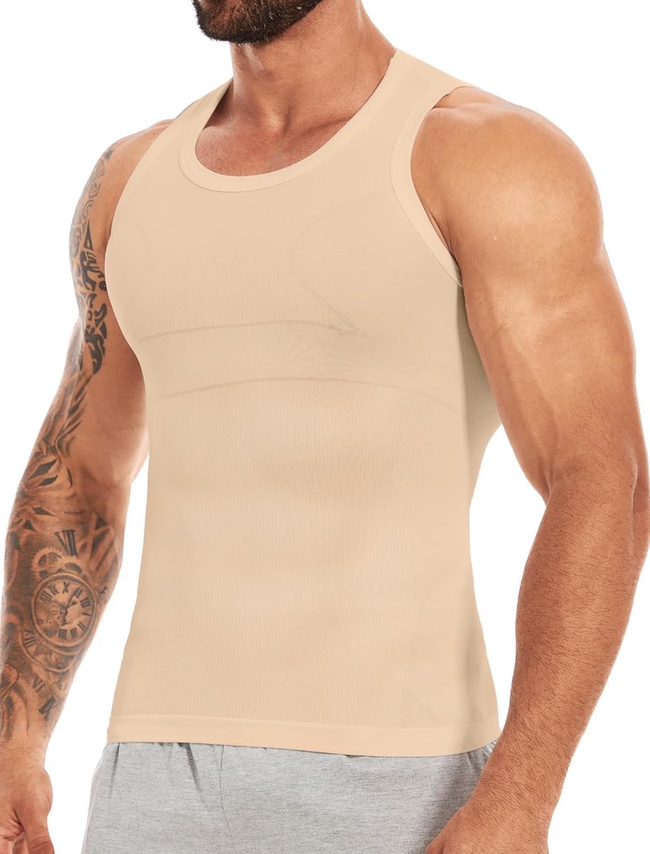 Moly Shapewear Compressieshirt voor heren, mouwloos, bodyshaper