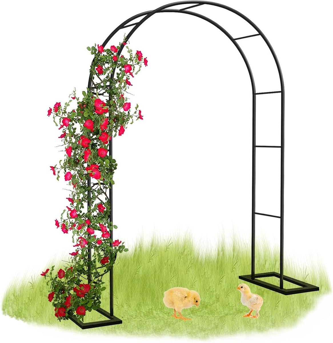 Metalen Tuinboog - Rozenboog Klimplanten - Tuin Decoratie - Gegalvaniseerd Staal - 220 cm Hoog - Zwart