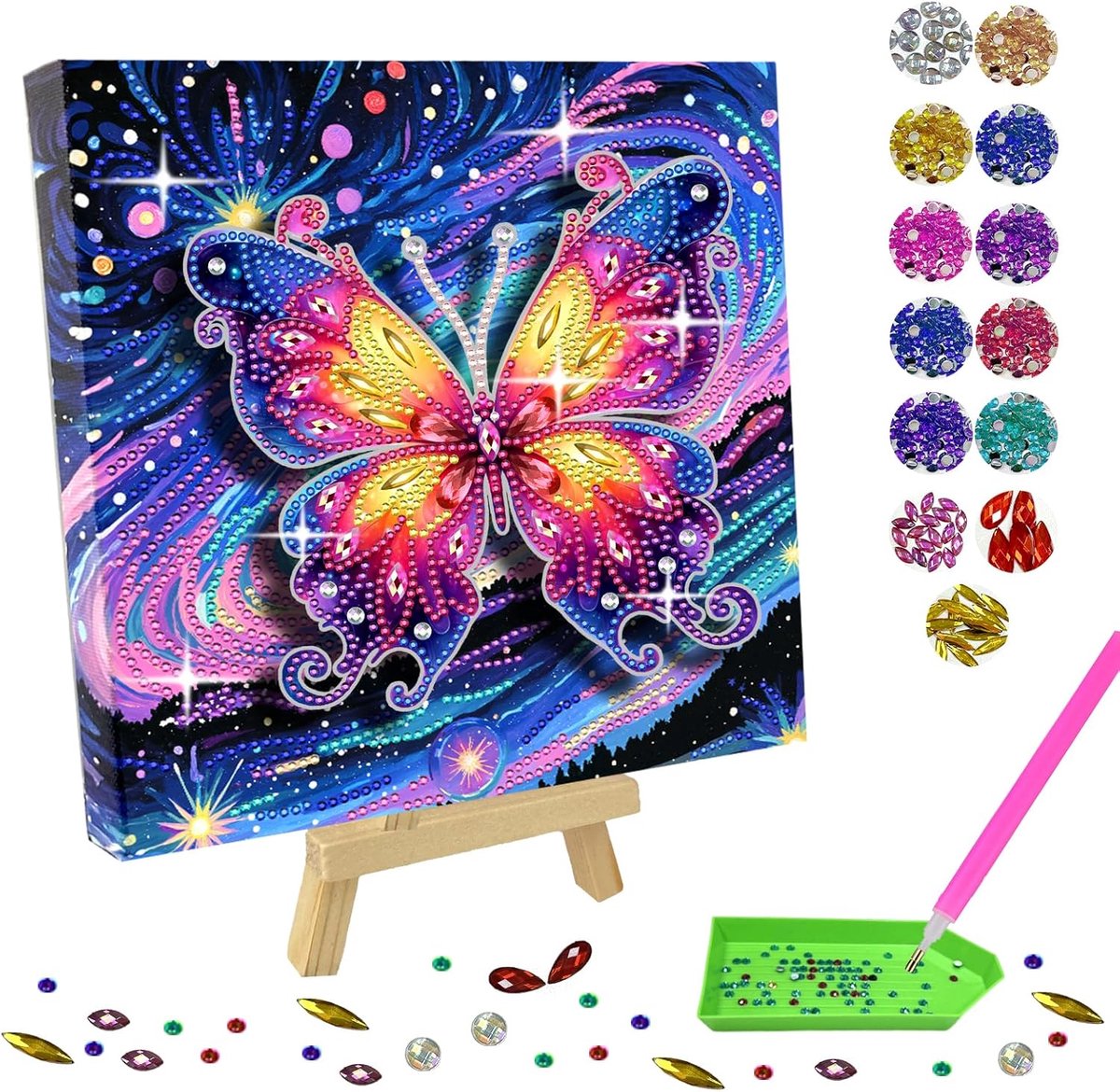 Driedimensionale Decoratie, Vlinderschilderset met Houten Lijst, 3D