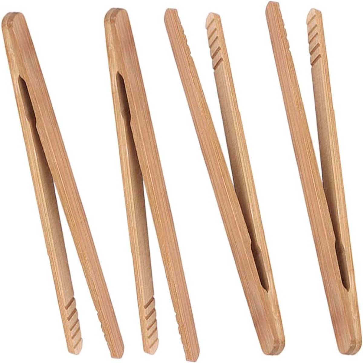 Toast Tang, 7 inch Mini Hout Koken Tong met Antislip Ontwerp Geweldig