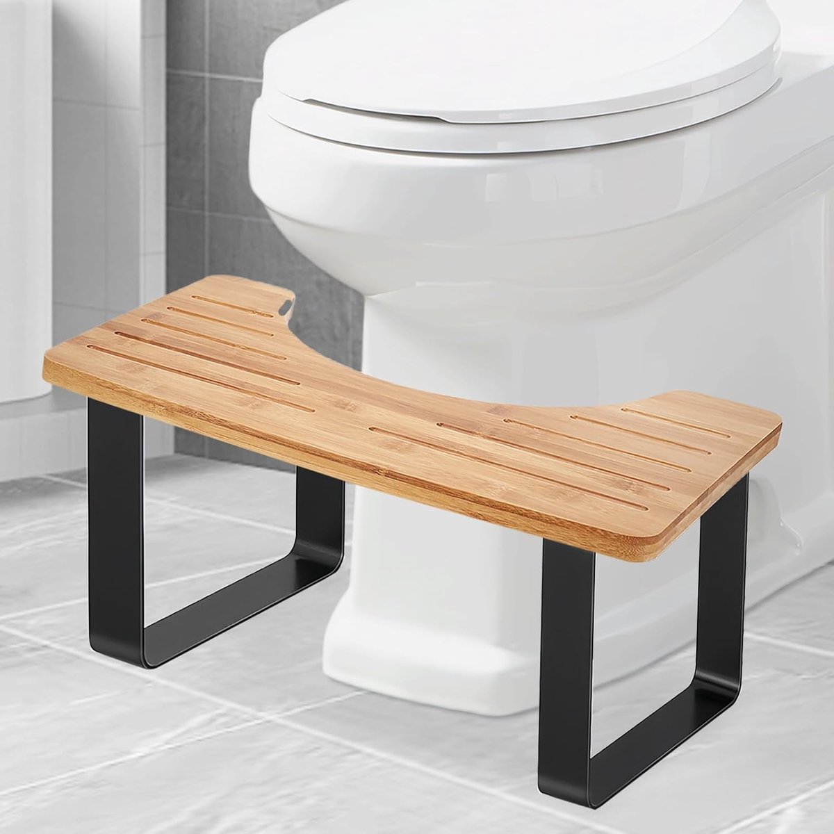 Toiletkruk, ergonomische toiletkruk van bamboe, voor volwassenen