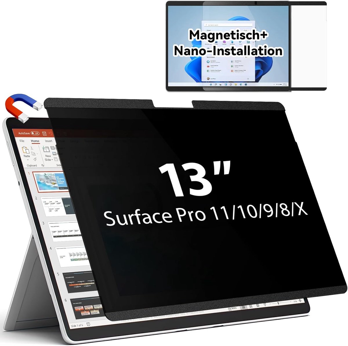 Magnetische privacyfilter voor Microsoft Surface 9/8/X -13 inch