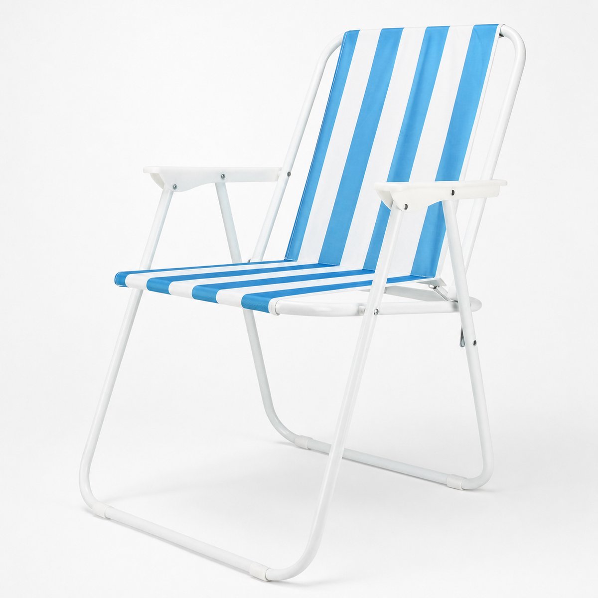 Opvouwbare Campingstoel - Met Armleuningen - Blauw en Wit