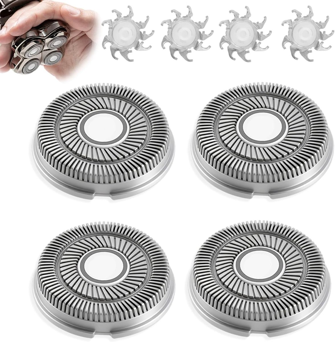 Scheerhoofd 4-delig - compatibel met Skull Shaver - roterende scheerkoppen - 360 graden vervanging - SnelShoppen
