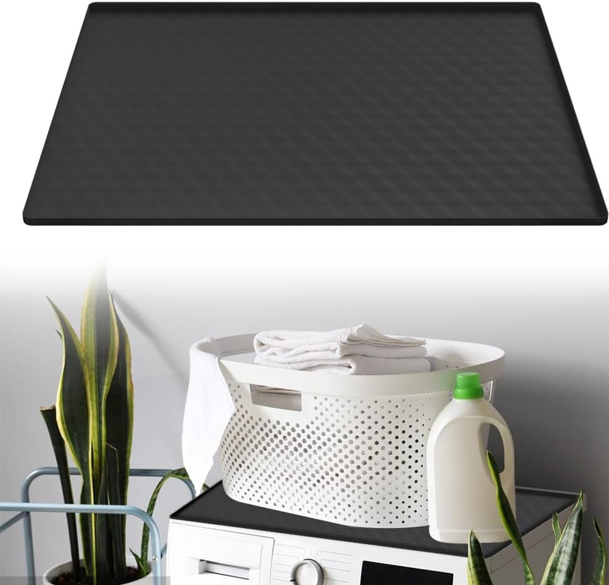 Koelmat 60 x 60 cm van Silicone met Verhoogde Rand voor Koelkast en Vloerbescherming, Ideaal als Druppelbak en Onderlegger voor Wasmachine en Tafel
