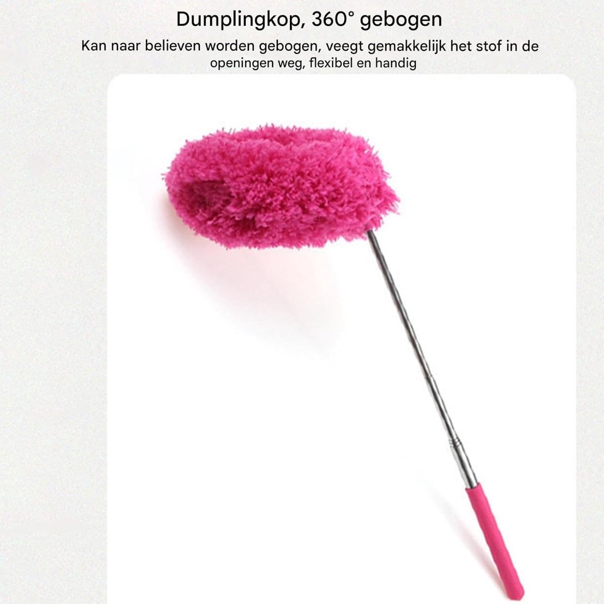 Uitschuifbare Plumeau - Telescopische Stofdoek - Huishoudelijk Afstoffen - Buigbare Kop - 33-80 cm - Rood