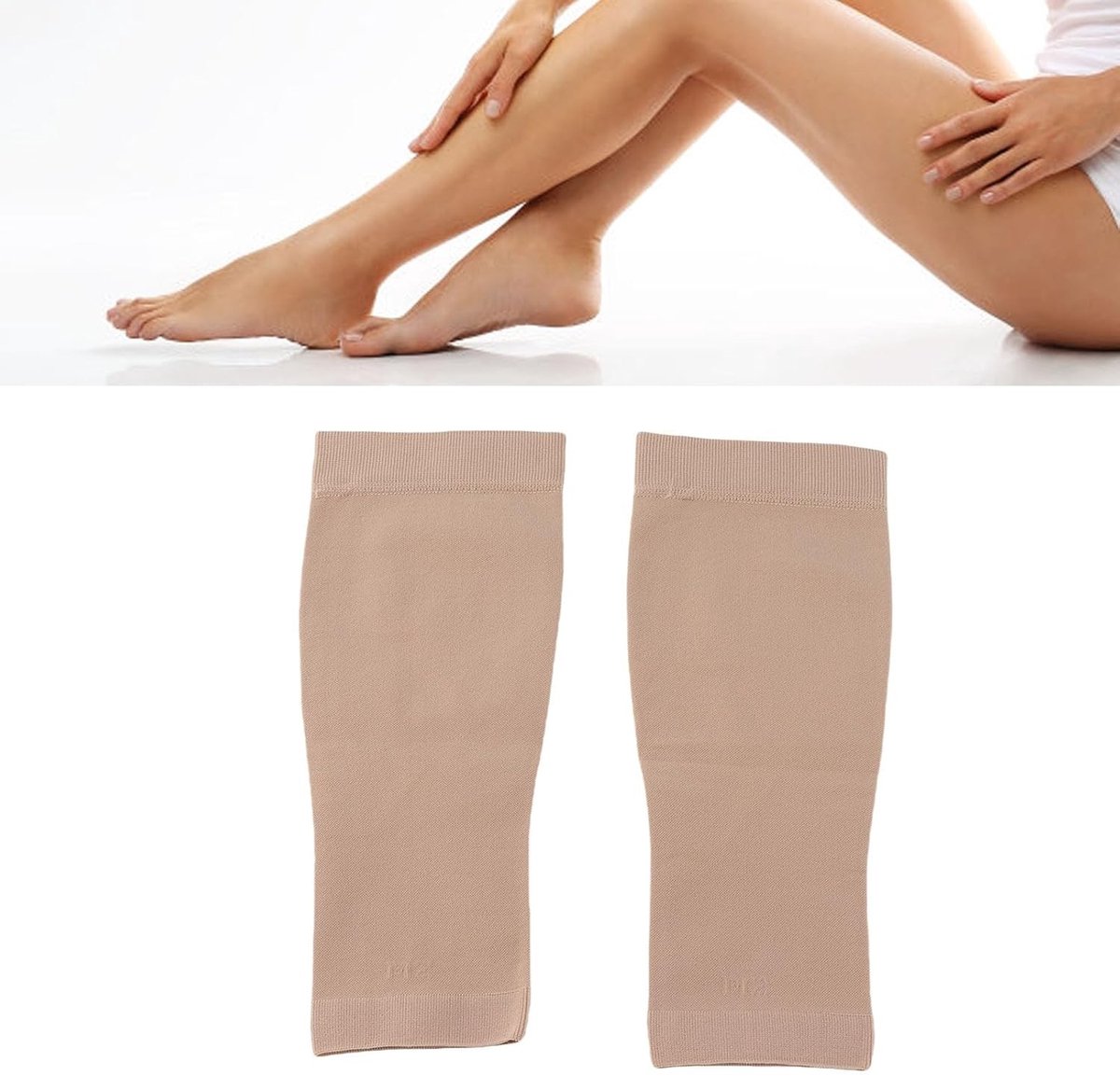 1 paar kuitbandages, kuitcompressiekousen voor dames en heren, kuitsteun, compressiecompressie, kuitmouwen, compressie, race en recover, voetloze compressiekousen (geelroze)