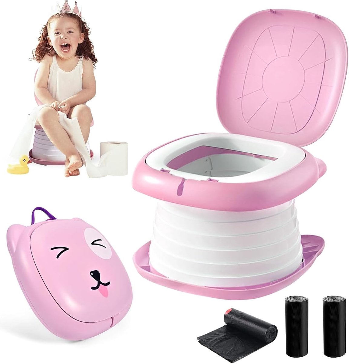 Reispotje voor peuter, draagbaar, opvouwbaar, zindelijkheidstraining toilet voor jongens, meisjes, baby, kinderen - ShopVlot