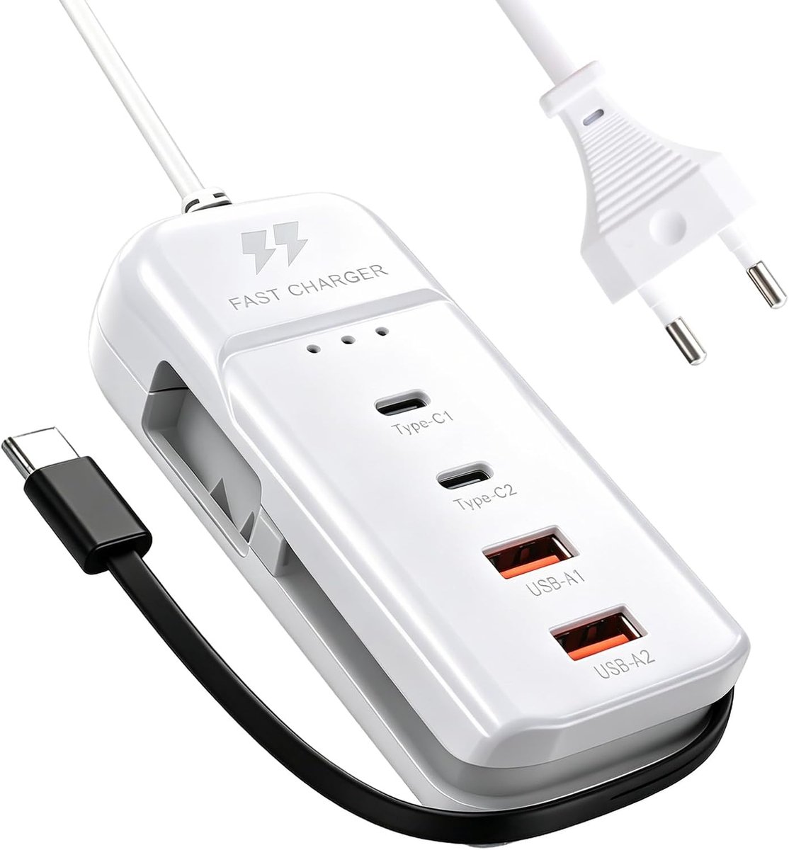 60W USB C oplader 5 in 1 - meervoudige USB lader - snel opladen - ideaal voor meerdere apparaten - SnelShoppen