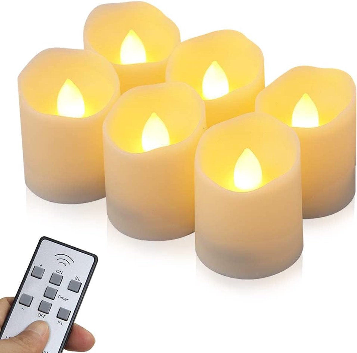 LED Kaarsen Set 6 Stuks - Vlamloze Theekaarsen - Met Afstandsbediening en Timer - Veilig voor Kinderen en Huisdieren - ShopVlot