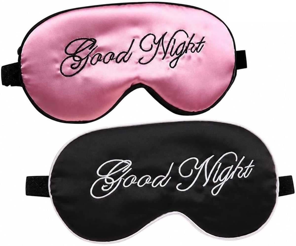 SnelShoppen - 2 Stuks Zijde Slaap Oogmasker voor Dames en Heren, Verstelbare Bandjes, Satijnen Nachtblinddoek, Oogschaduw Dekking, Ideaal voor Nachtru