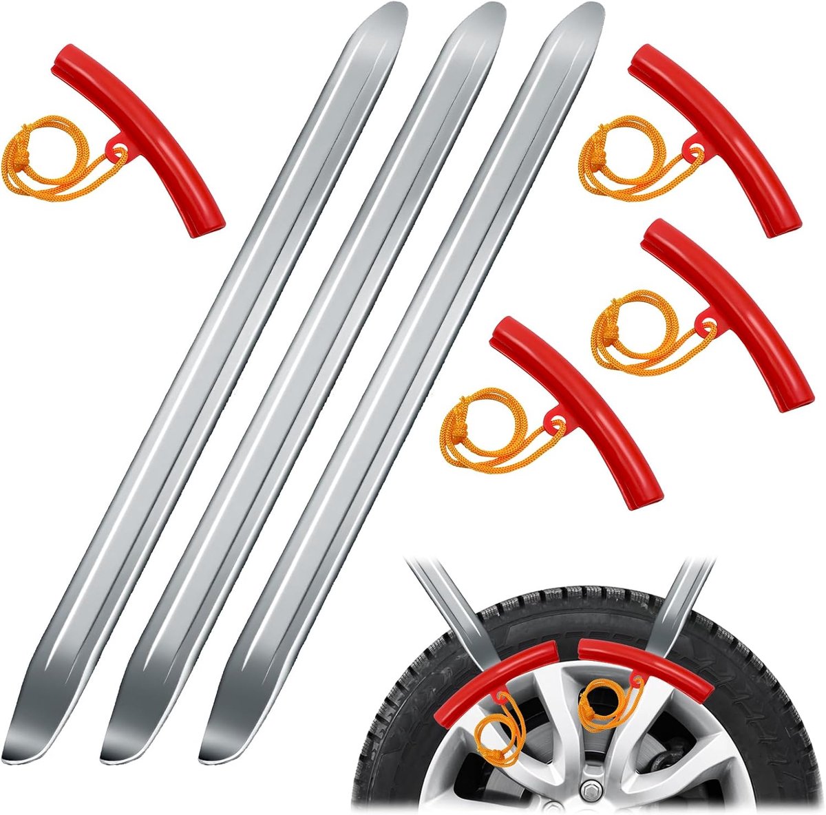 Montagehulp Banden - Bandenlifter Bandenwissel - Banden Monteren Demonteren - Dubbele Kop Constructie - 30 cm 4 Velgbeschermers