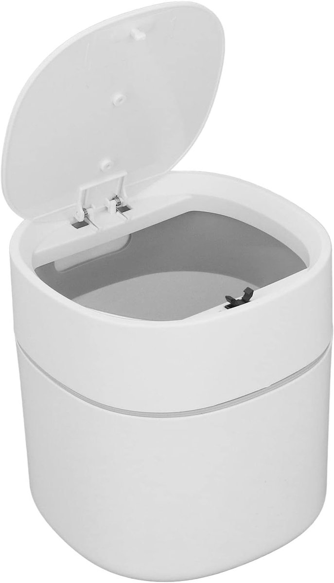 Prullenbak mini desktop - wit - met deksel - ideaal voor klein kantoor - SnelShoppen