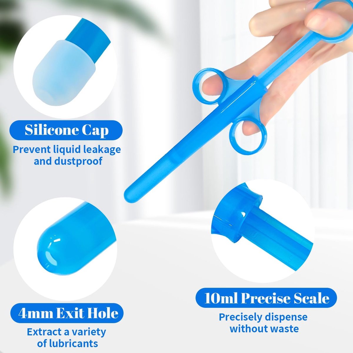 SnelShoppen - 2 Stuks Lubricant Applicator Spuit, Herbruikbare Spuit met Glad Rond Puntje voor Mannen, Vrouwen en Stellen (Blauw)