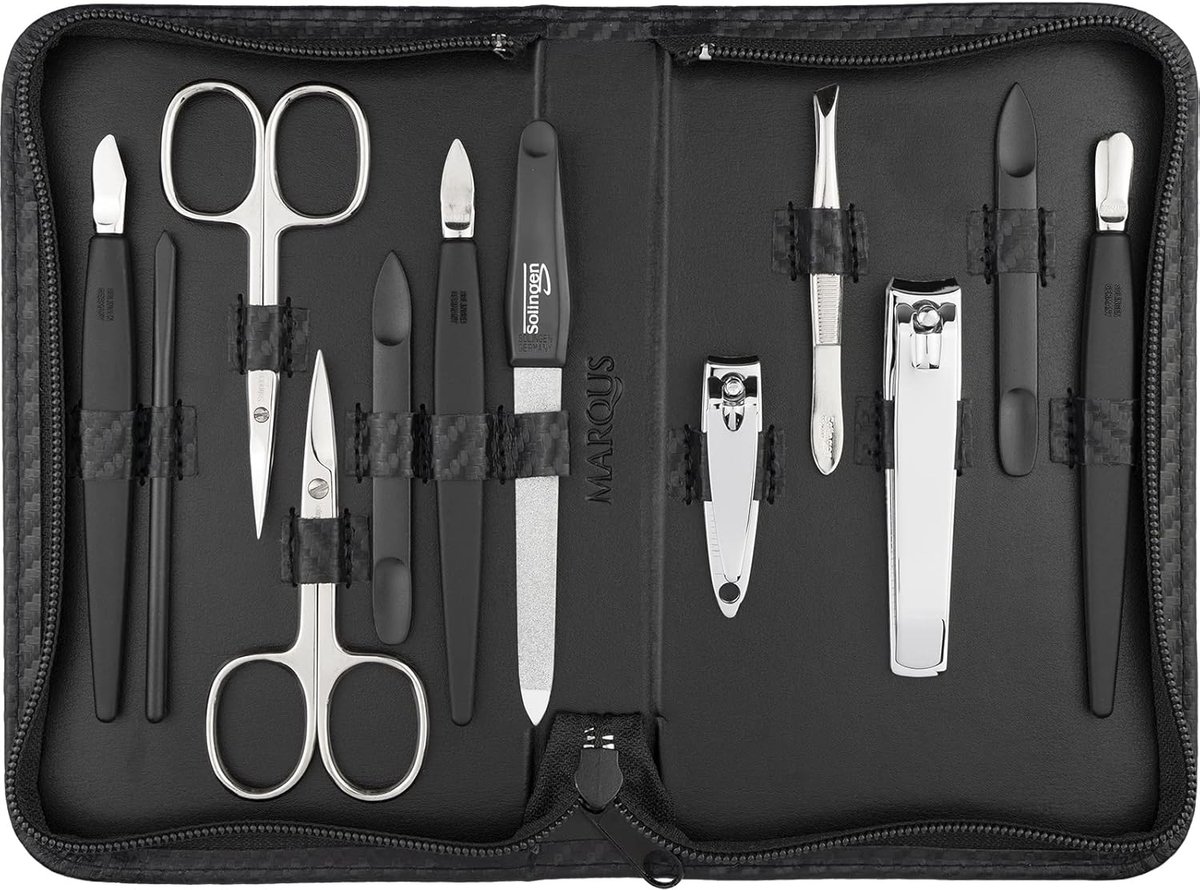 Manicureset 12-delig - kunstlederen etui - voor mannen en vrouwen - complete nagelverzorging - ShopVlot