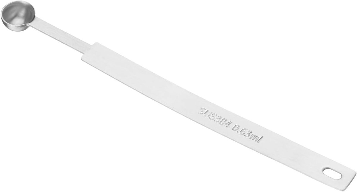 SnelShoppen - Enkele maatlepel 1/8 theelepel (0,63 ml) Roestvrij Staal Kleine Vierkante Kom Lange Handvat Maatlepel Scoop voor Keuken en Bakken