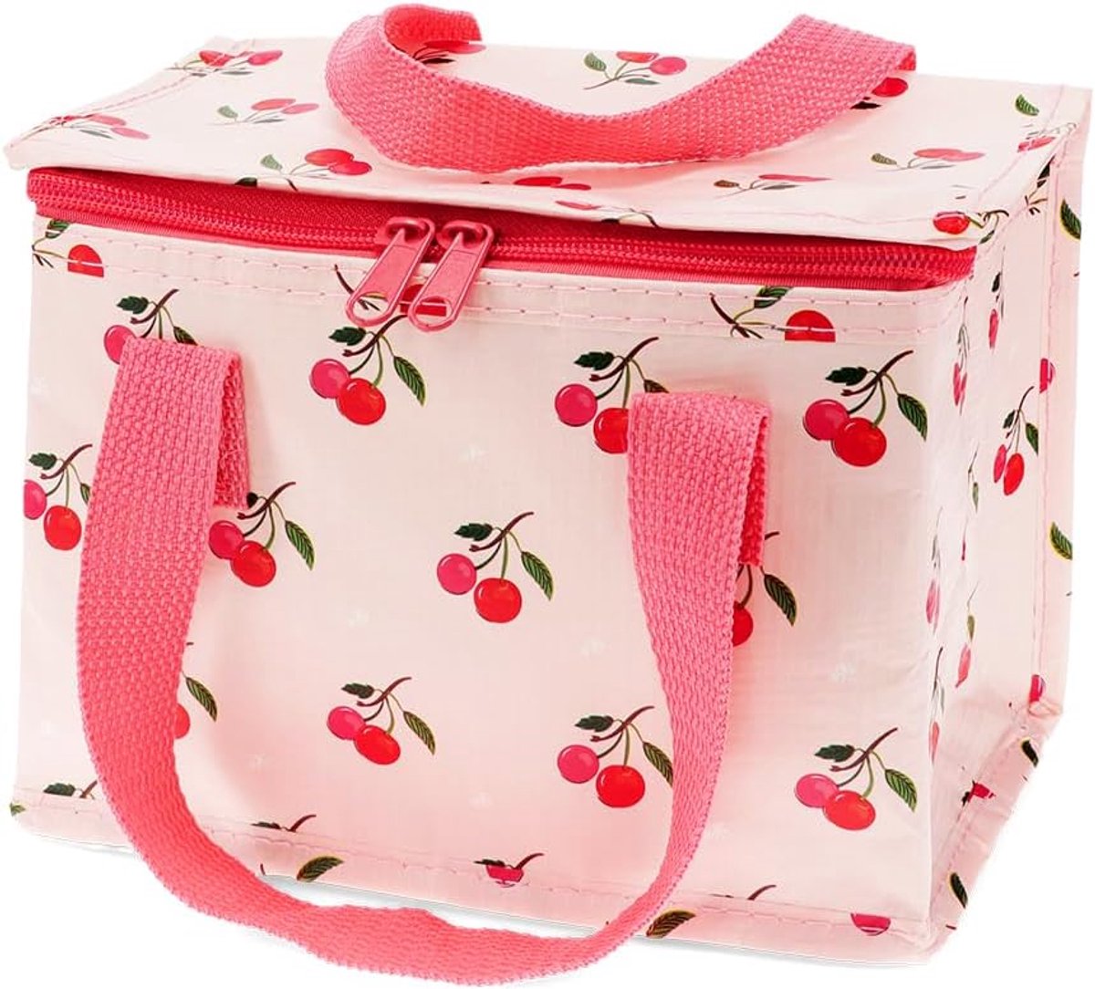 SnelShoppen - Geïsoleerde lunchtas Kersen - Koel, Duurzaam, Gerecycled Plastic, Opvouwbaar, Voor School, Picknick, Kinderen, Snacks, Drankjes
