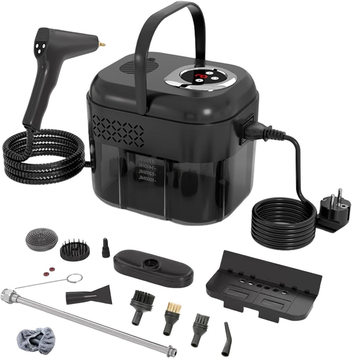Stoomreiniger - Multifunctionele reiniger - Hygiënisch huis - 6-traps instelling - 1700 ml tank - Zwart