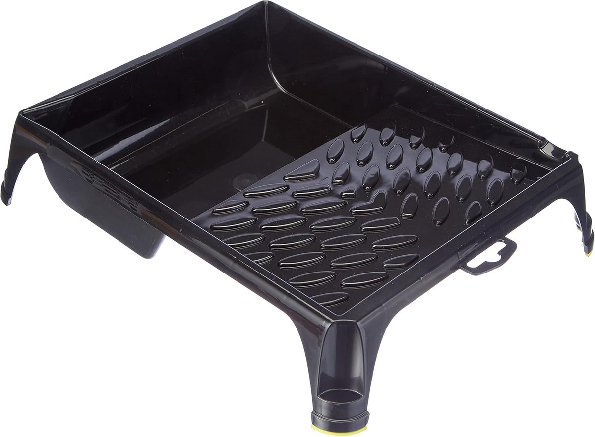 SnelShoppen - Bekken om te schilderen zwart antislip vlak voor rol 180 mm met centrifugerrooster en schenktuit voor perfecte stabiliteit