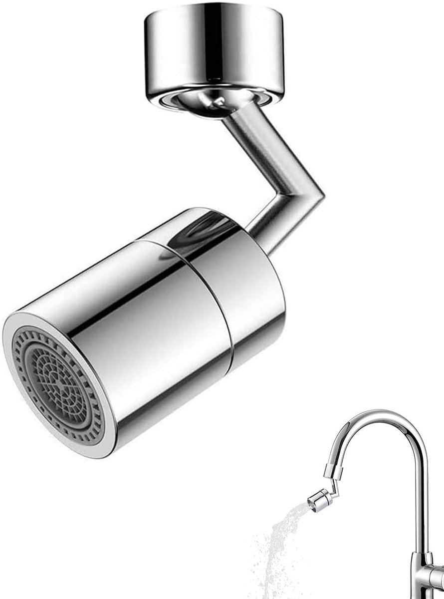 SnelShoppen - 360° Draaibare Hoekbeluchtkraan Met 2 Sproeimodi, Waterbesparende Keukenkraan, Adapter Voor Keuken- En Badkamerkranen, M22-FM20, M22-M20