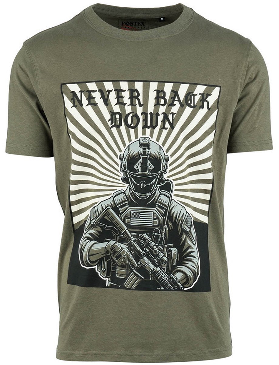 T-shirt Never Back Down Groen